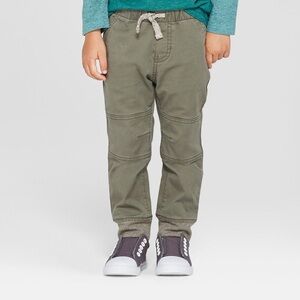 CAT & JACK 2T reinforced knees joggers olive green
